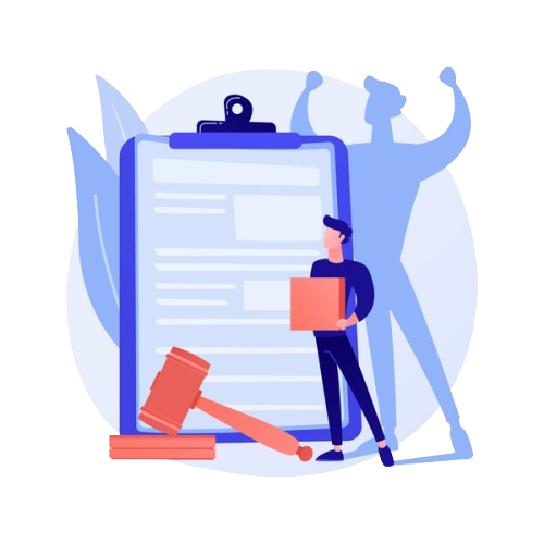 Legalidade - profissional com documentos e martelo da justiça representando atuação legal e compliance